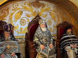 Епископ Мстислав совершил Литургию Преждеосвященных Даров в Преображенском соборе Свято-Троицкого Александра Свирского мужского монастыря.