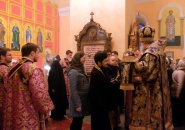 Преосвященнейший Мстислав, епископ Тихвинский и Лодейнопольский, совершил всенощное бдение в Преображенском кафедральном соборе г. Тихвина