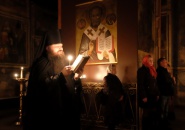 Преосвященнейший Мстислав, епископ Тихвинский и Лодейнопольский, совершил всенощное бдение в Успенском соборе Тихвинского Богородичного Успенского мужского монастыря