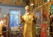 Преосвященнейший Мстислав, епископ Тихвинский и Лодейнопольский, совершил Божественную Литургию в г. Волхове