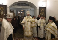 Преосвященнейший Мстислав, епископ Тихвинский и Лодейнопольский, совершил Всенощное бдение в дер. Рогожа