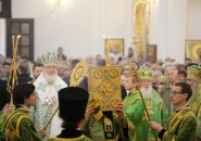 Епископ Мстислав сослужил Святейшему Патриарху в Нило-Столбенской пустыни