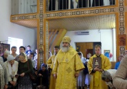 Преосвященнейший Мстислав, совершил Божественную Литургию в с. Колчаново.