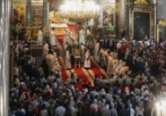 В канун праздника Преображения Господня Святейший Патриарх Кирилл совершил всенощное бдение в Казанском соборе Санкт-Петербурга