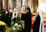 В канун праздника Преображения Господня Святейший Патриарх Кирилл совершил всенощное бдение в Казанском соборе Санкт-Петербурга