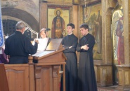 Епископ Мстислав совершил всенощное бдение в Успенском соборе Тихвинского Богородичного Успенского монастыря