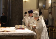 Епископ Мстислав поздравил настоятеля Казанского собора прот. Павла Красноцветова с 85-летием и днем Тезоименитства