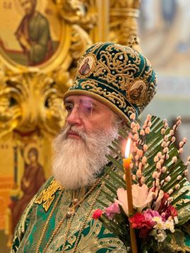 Епископ Мстислав совершил богослужения Недели Ваий в монастыре Александра Свирского